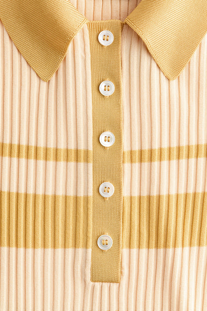 Striped Rib-knit polo shirt