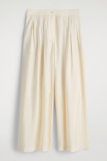 Pleated Modal Wide-Leg Trousers