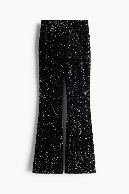 Flared sequined trousers