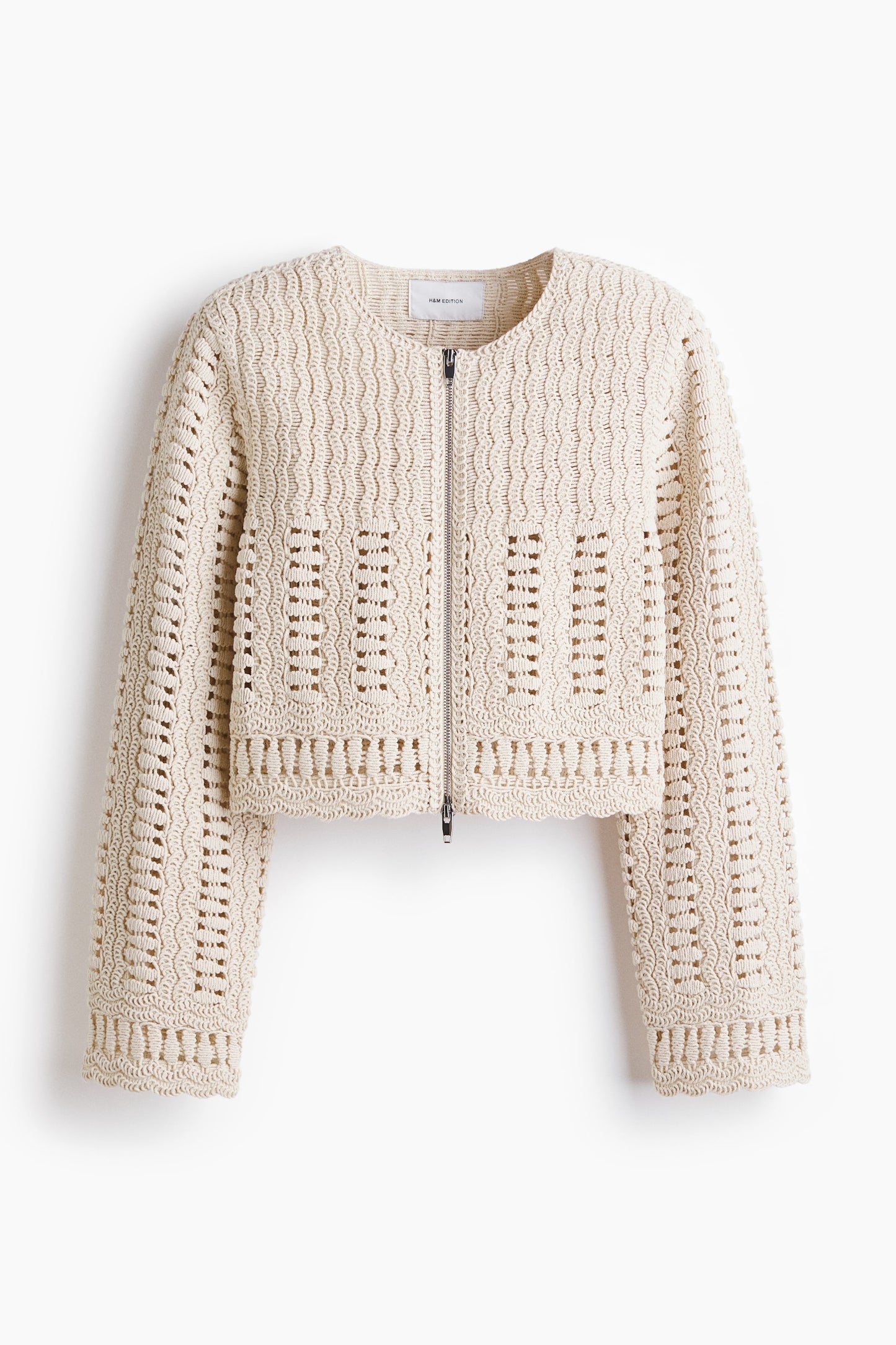 Crochet-look cotton jacket