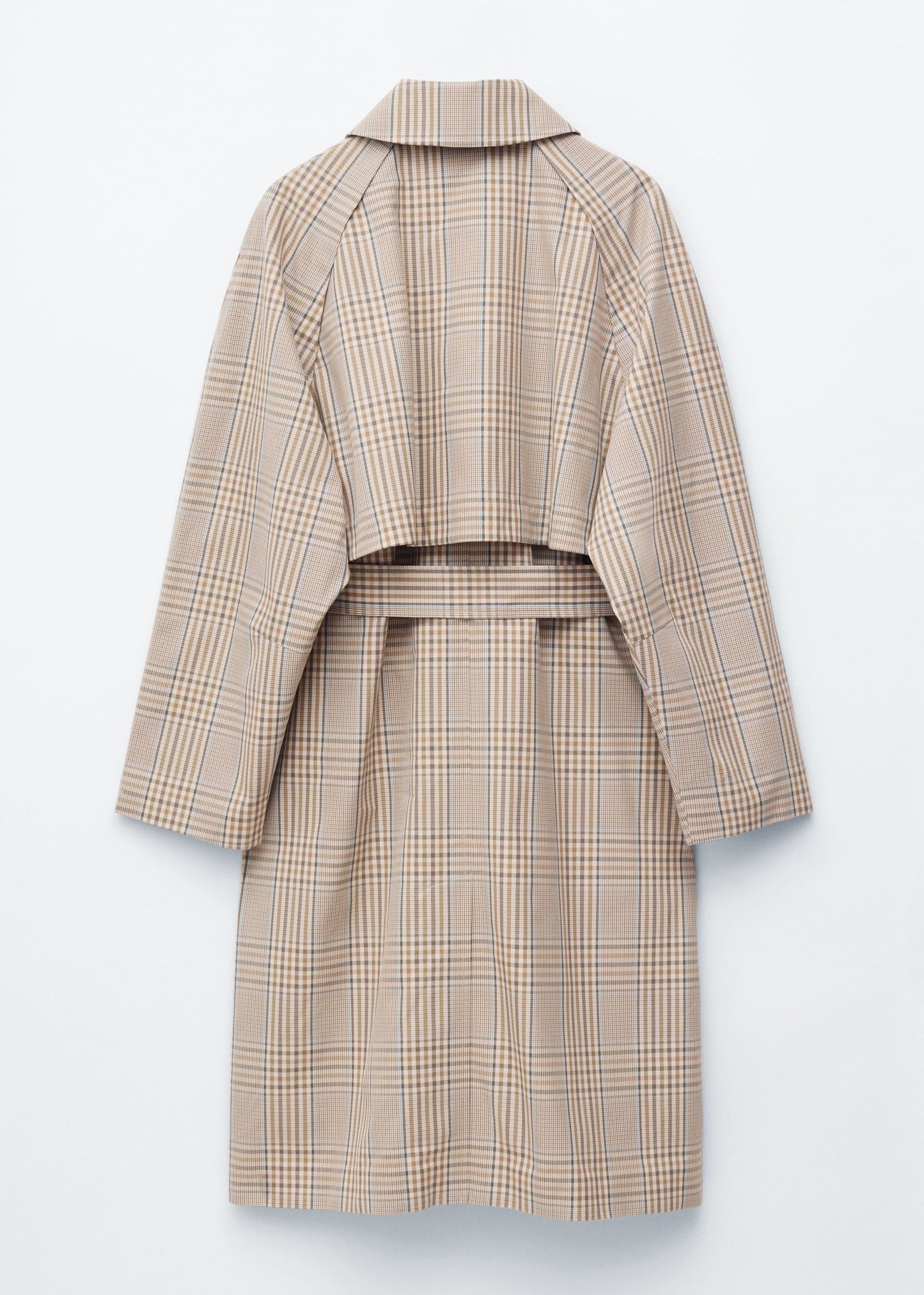 Checked Buckle-Belt Trench Coat
