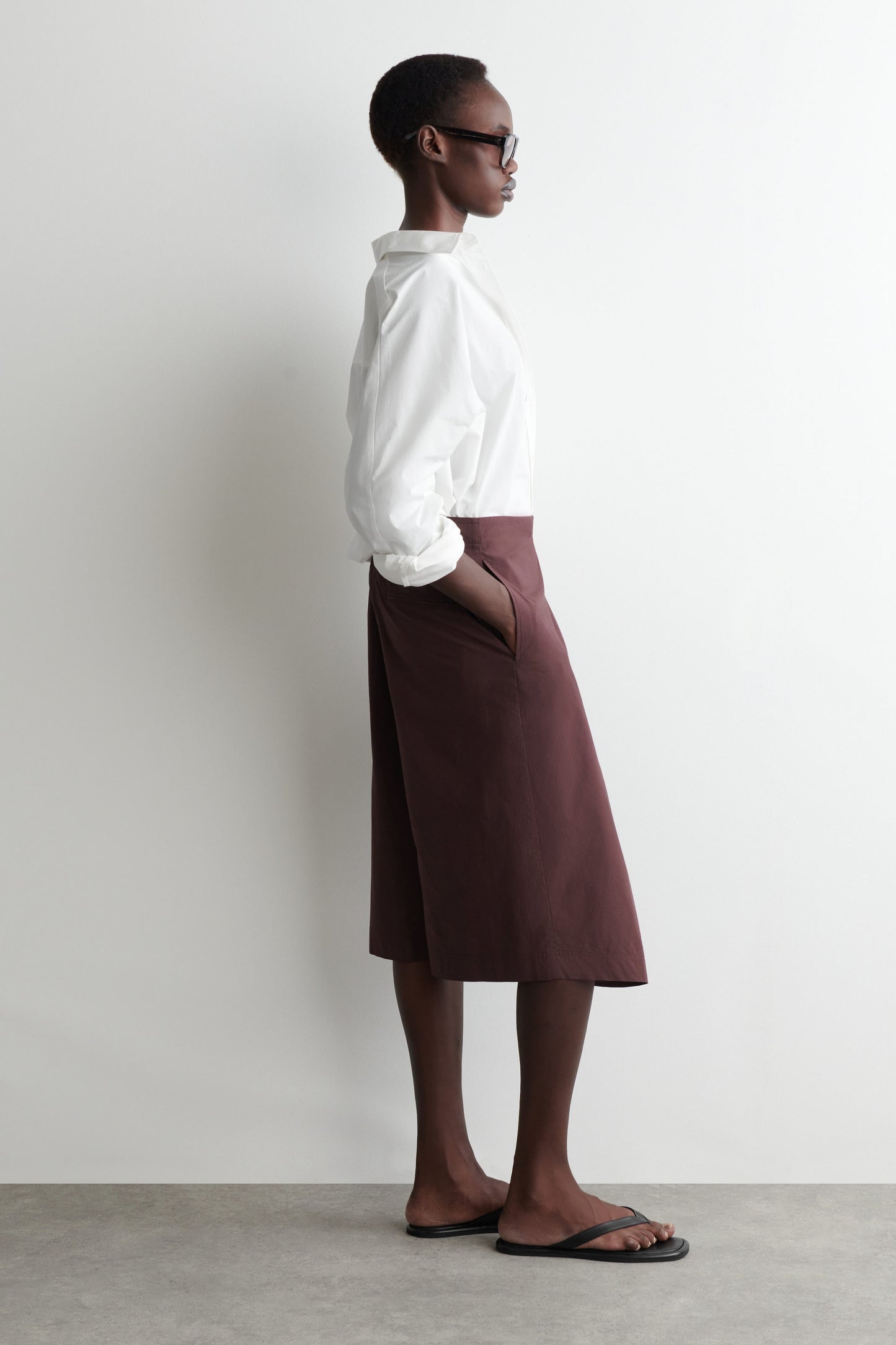 Belted wrap-front cotton shorts