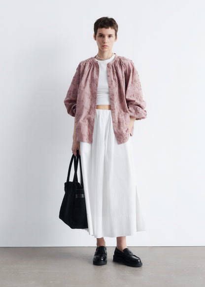 Voluminous Floral-Appliqué Blouse