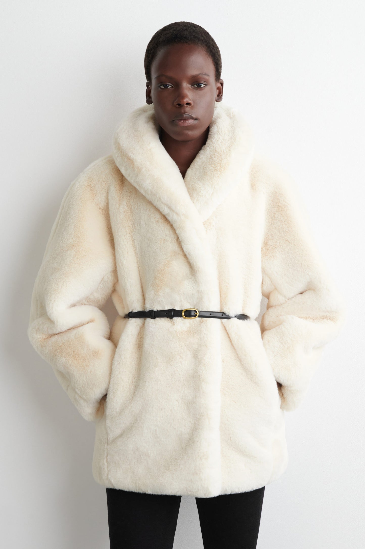Shawl-Collar Faux Fur Jacket