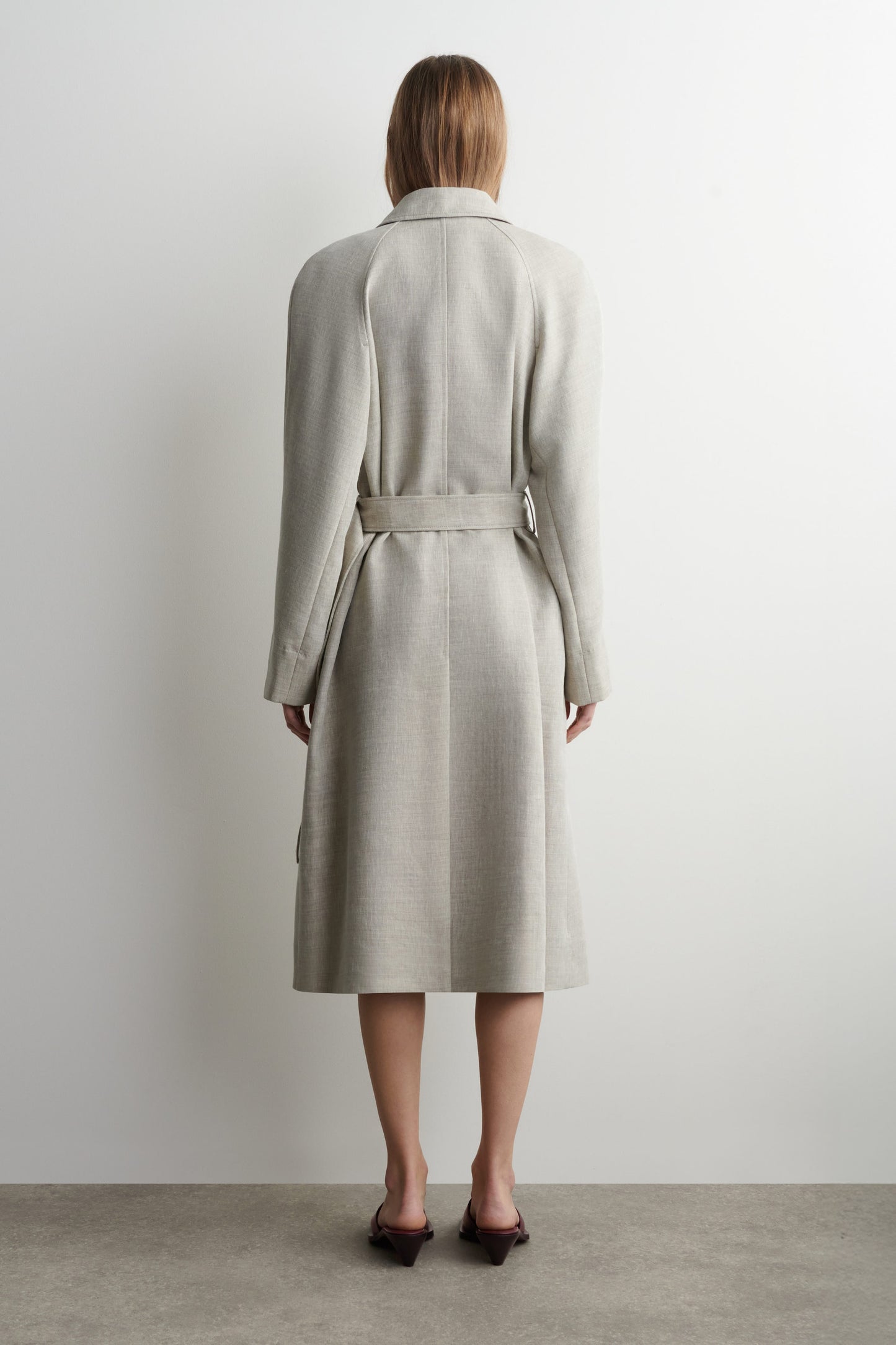Long Linen-Wool Trench Coat