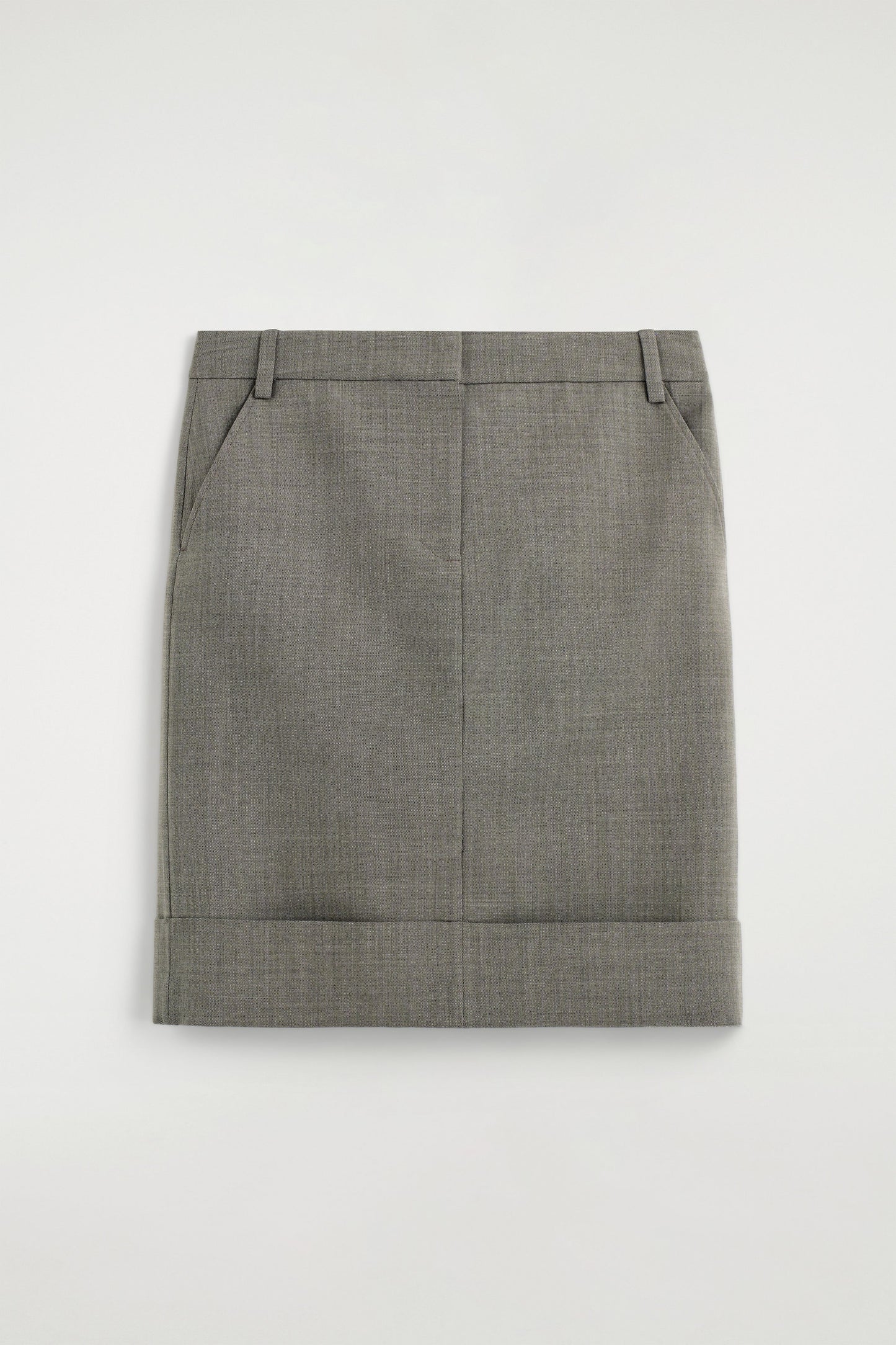 Turn-Up Wool-Blend Pencil Skirt