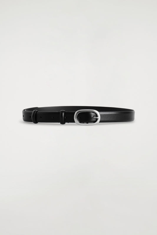 Oval-Buckle Leather Belt