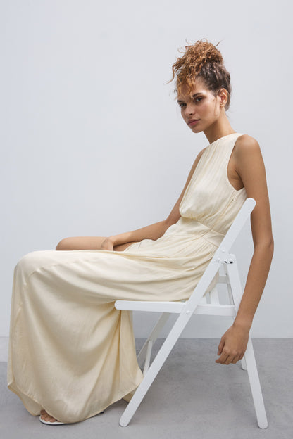 Gathered satin dress