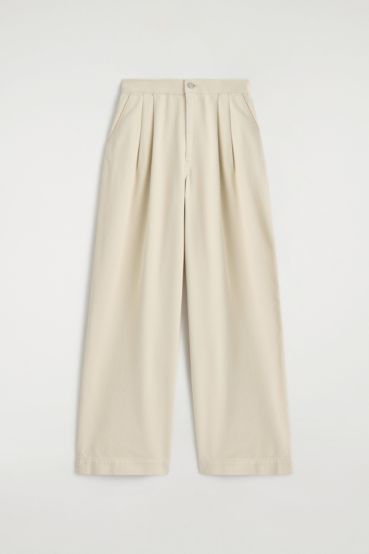 Pleated Wide-Leg Denim Trousers