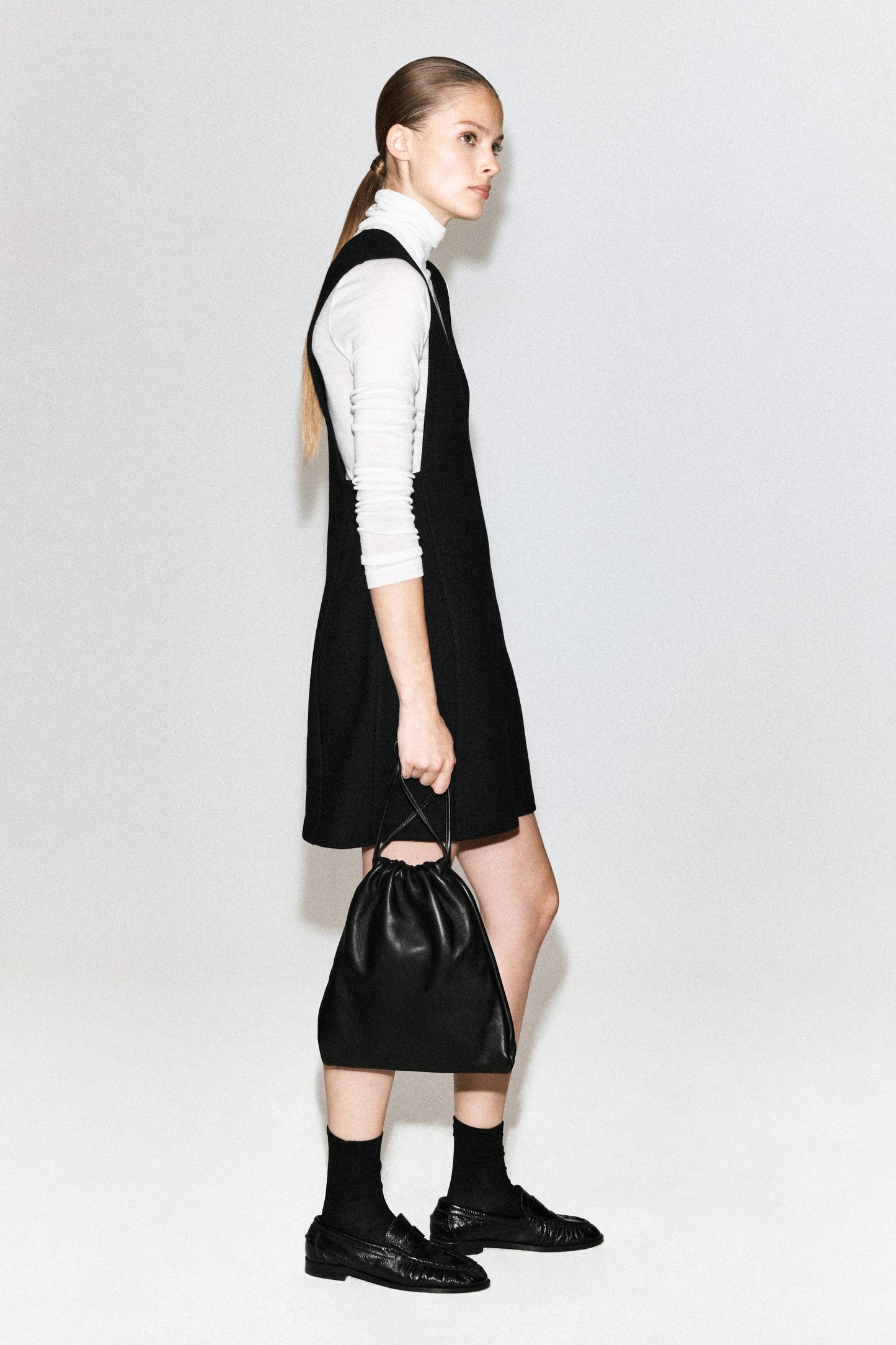 Boiled Wool-Blend Mini Pinafore Dress