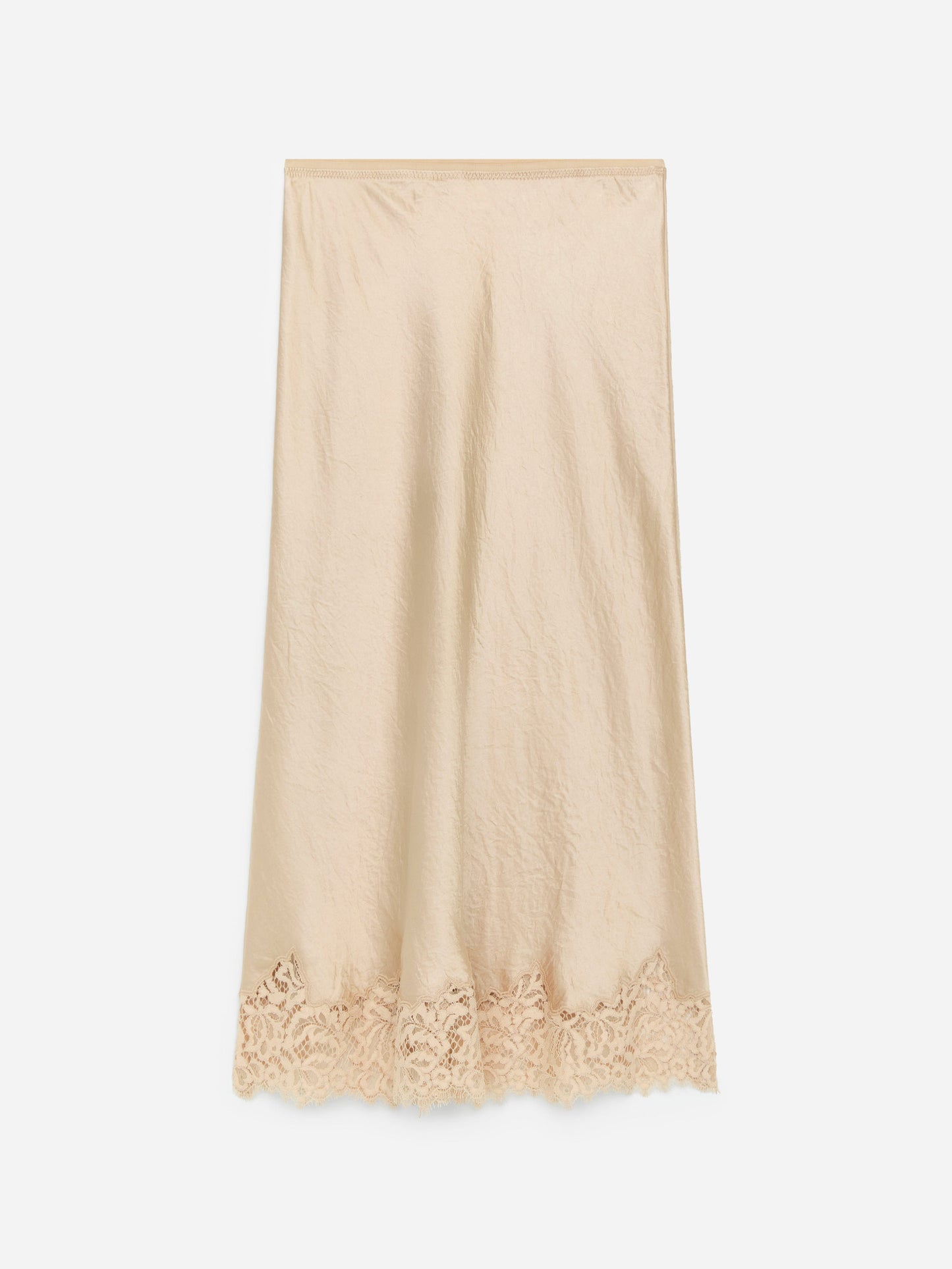 Lace-Detail Satin Skirt