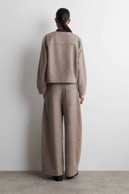 Boiled-Wool Barrel-Leg Trousers