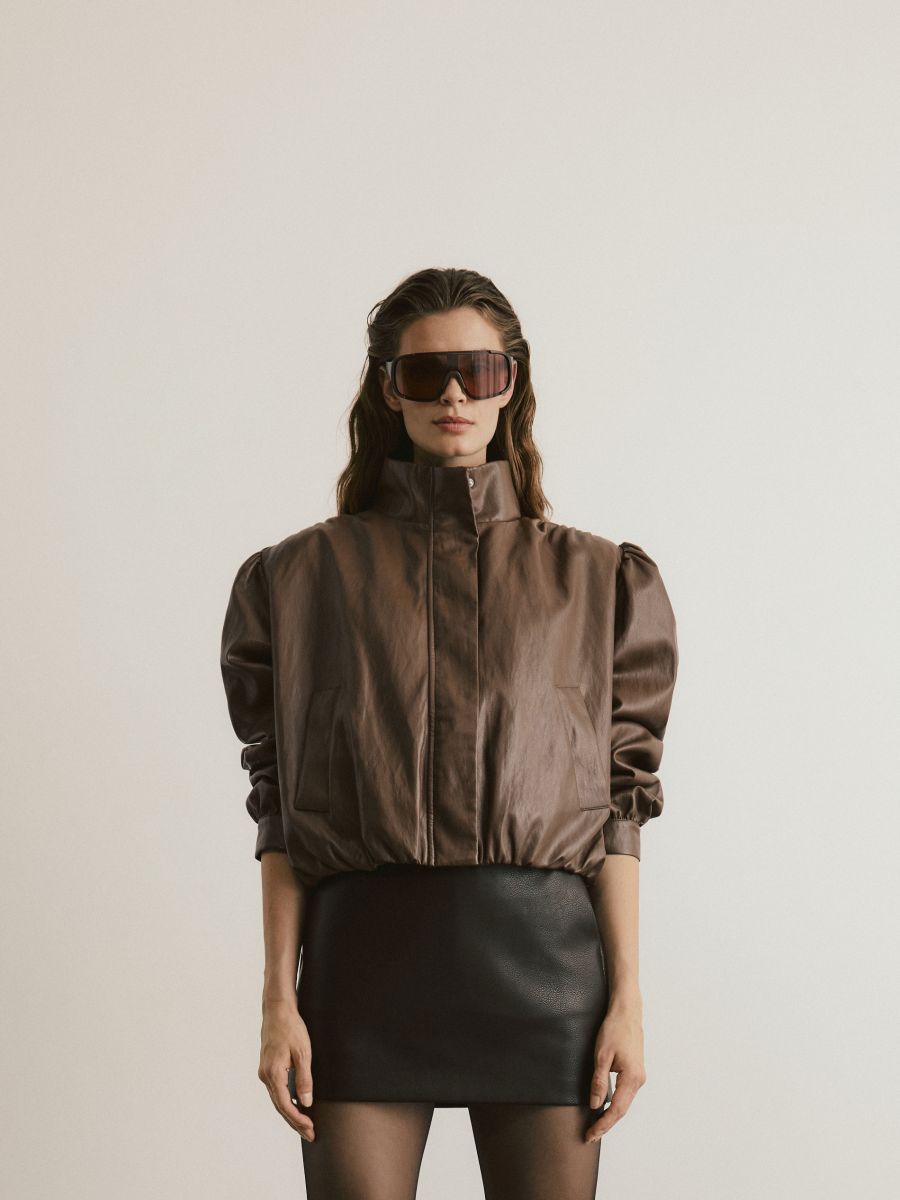 Mandarin collar short jacket