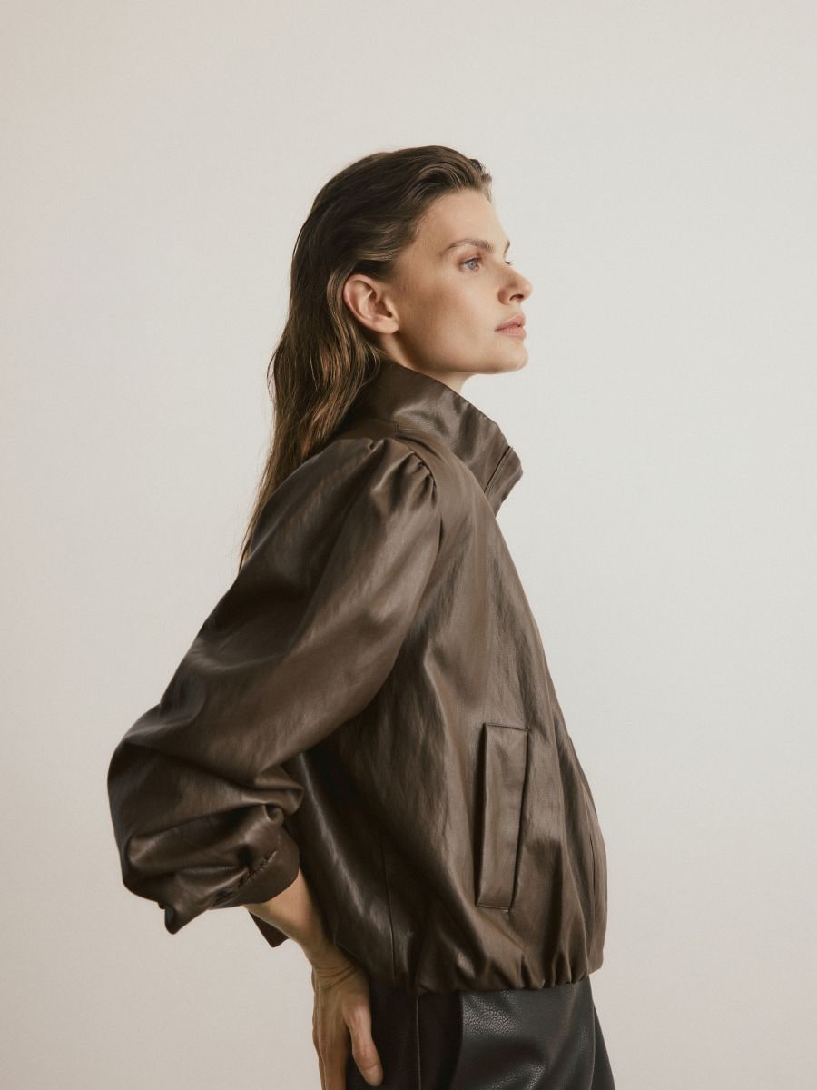 Mandarin collar short jacket