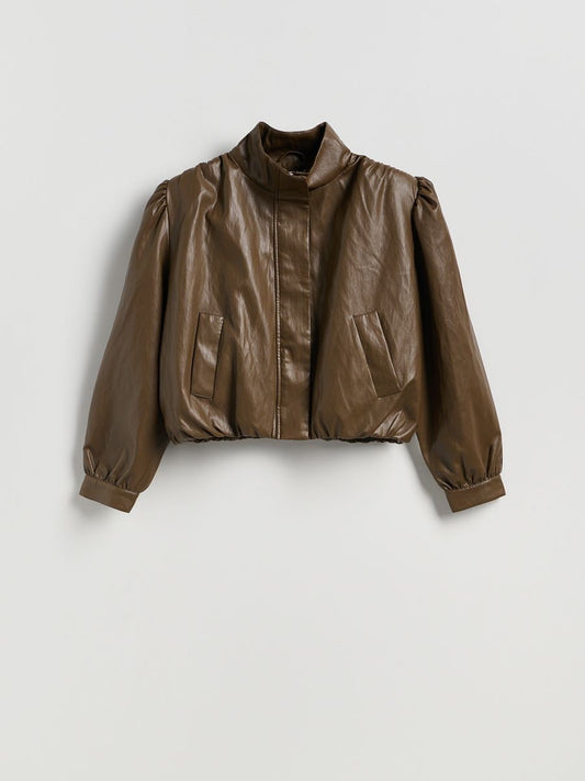 Mandarin collar short jacket