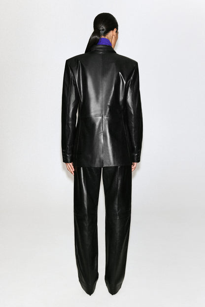 Leather Double-Breasted Blazer