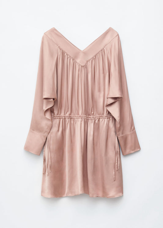 Drawstring V-Neck Mini Dress