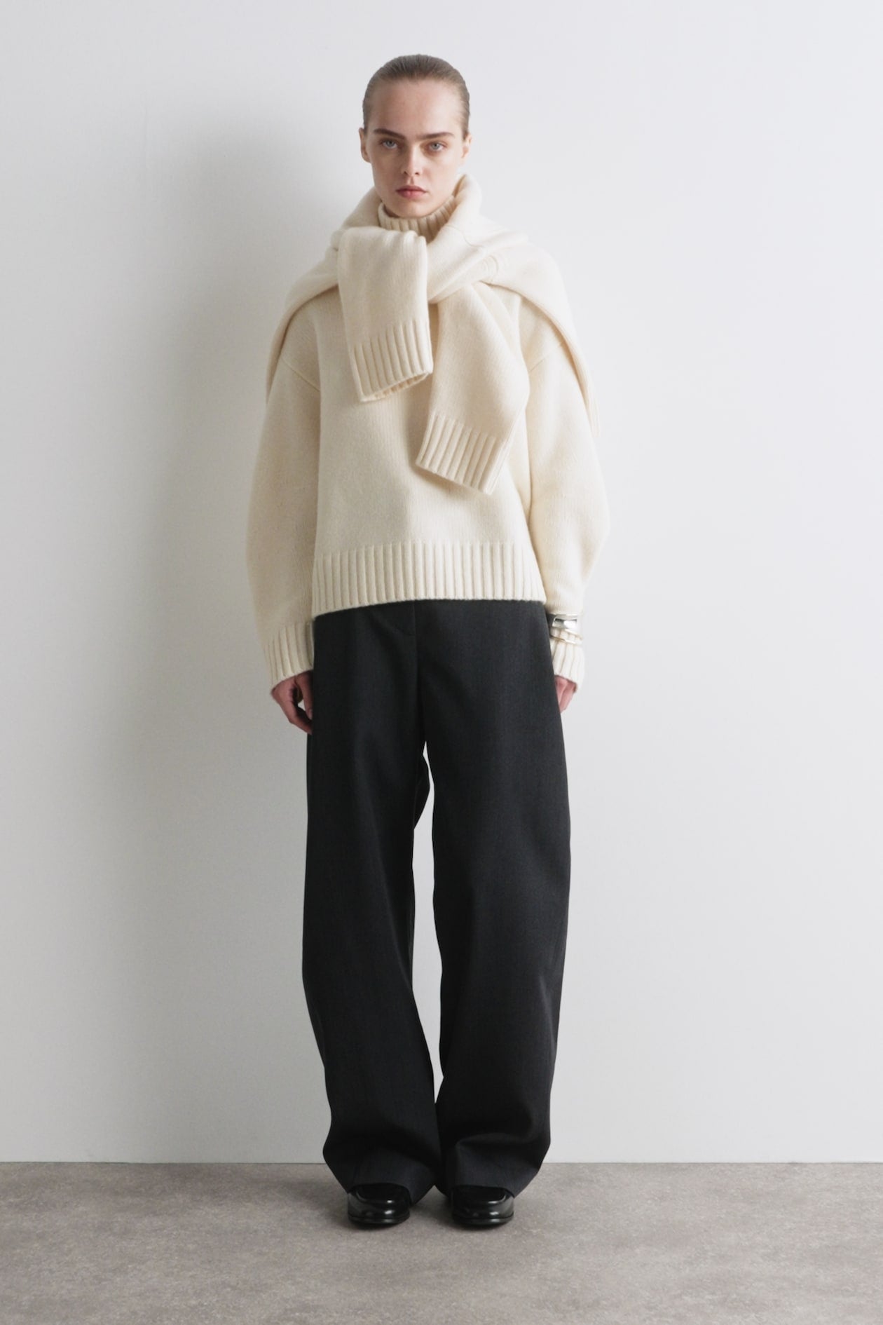 Chunky cashmere funnel-neck jumper