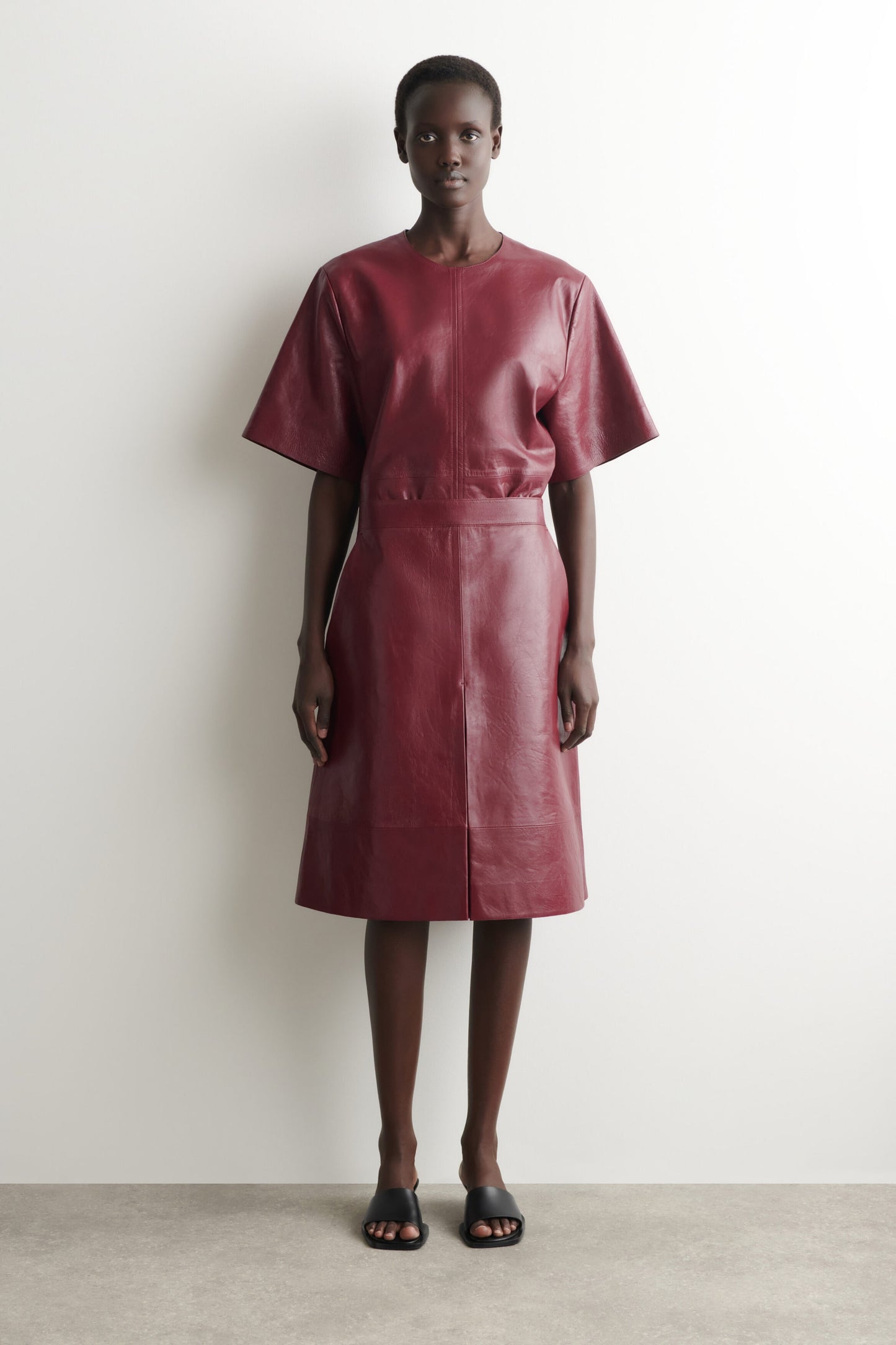 Panelled Textured-Leather T-Shirt