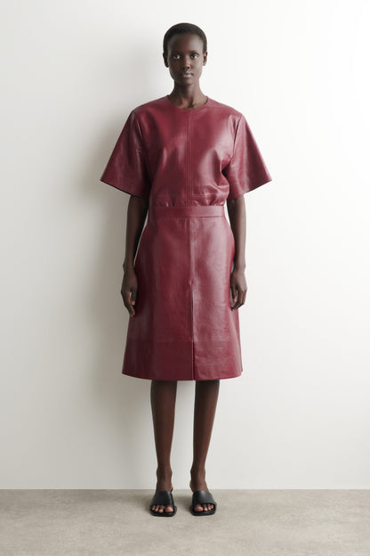 Panelled Textured-Leather T-Shirt
