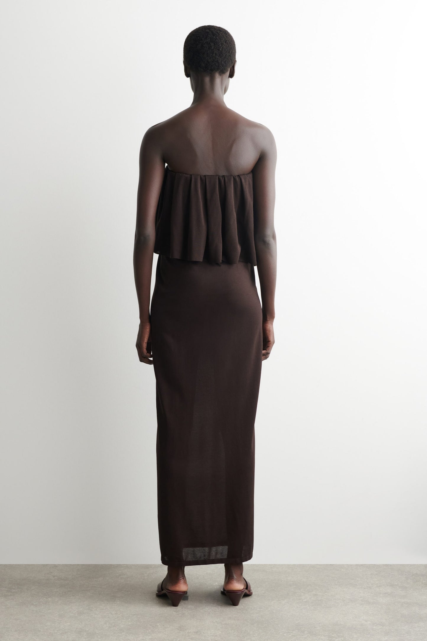 Layered Sheer-Knit Bandeau Maxi Dress