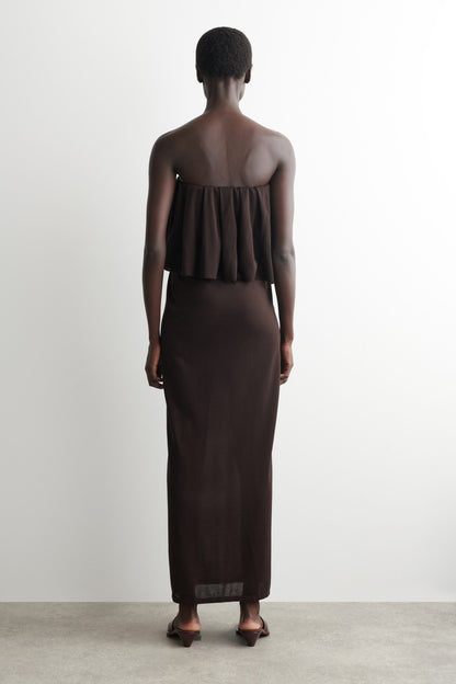 Layered Sheer-Knit Bandeau Maxi Dress