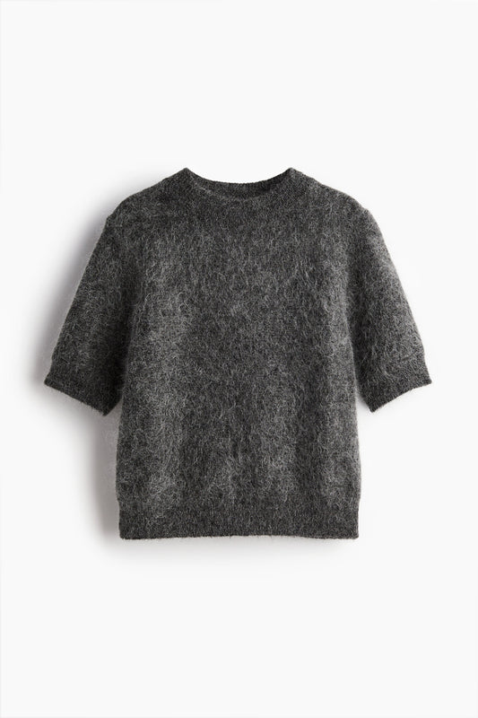 Short-sleeved mohair-blend top