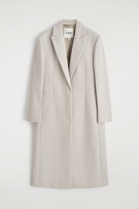 Tailored wool-twill long coat