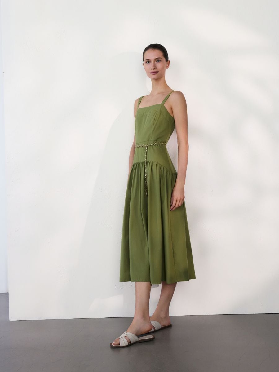 Cotton dress with belt