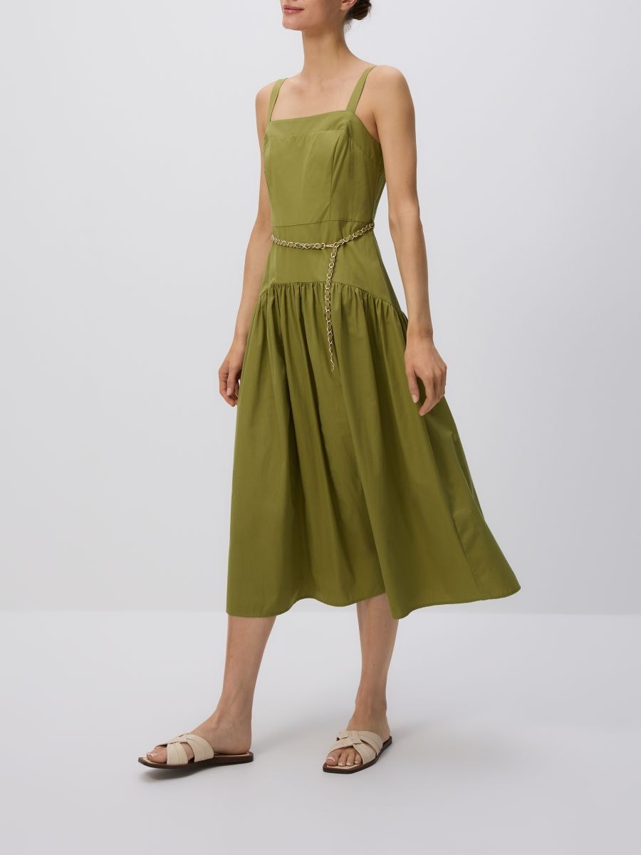 Cotton dress with belt