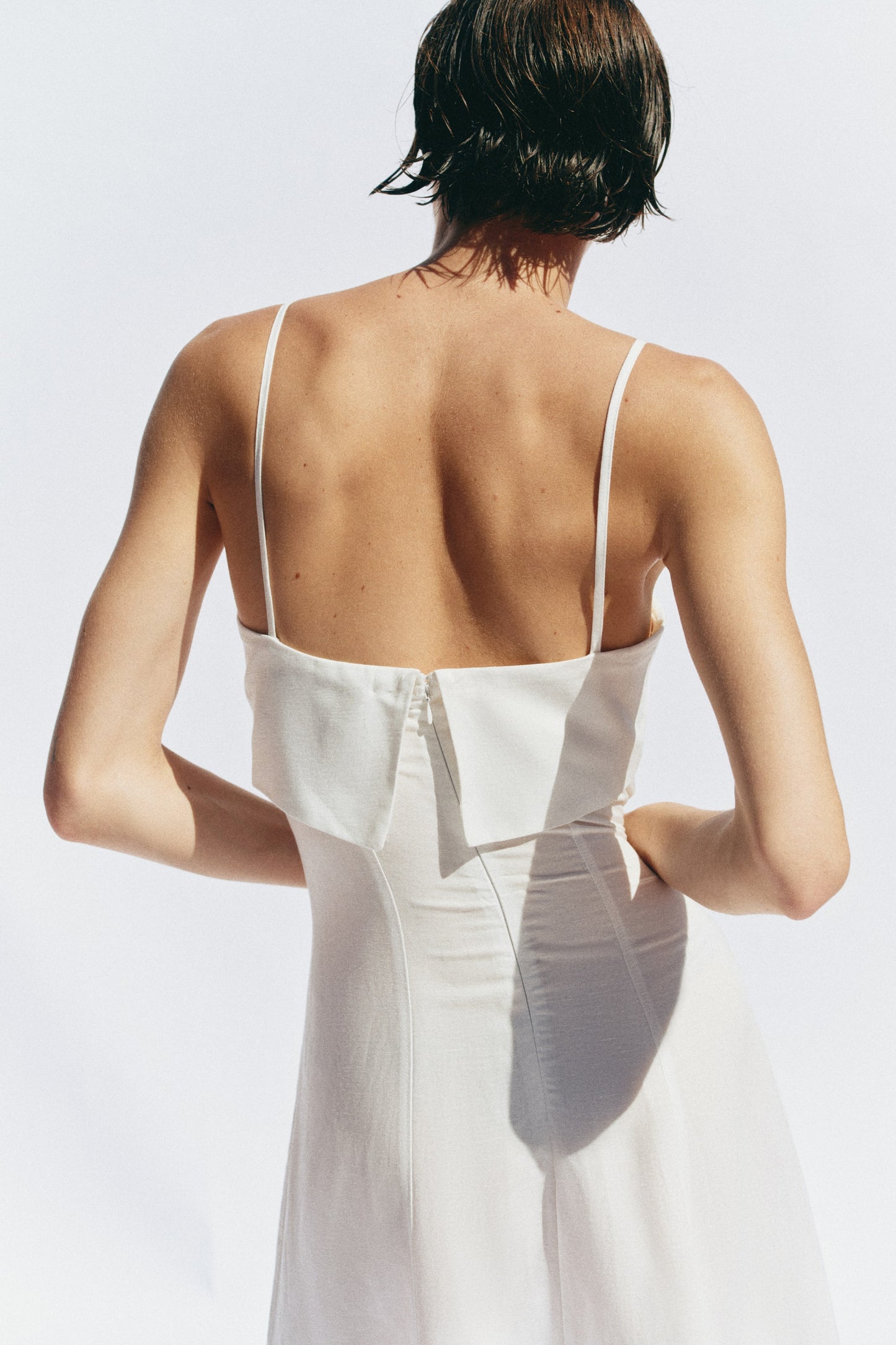 Linen-blend strappy dress