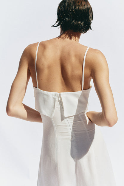 Linen-blend strappy dress