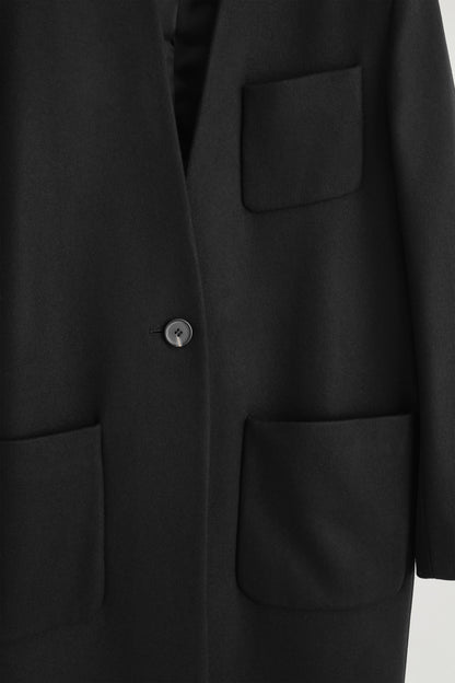 Collarless Wool-Cashmere Coat