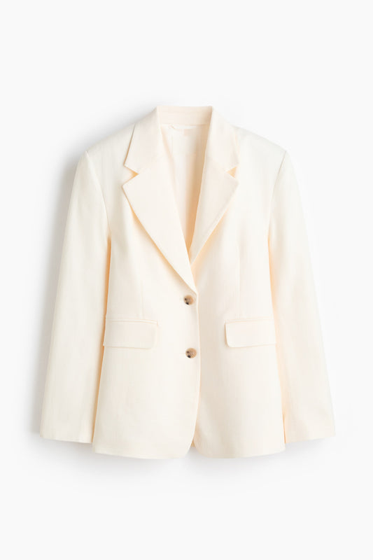 Single-breasted linen-blend blazer