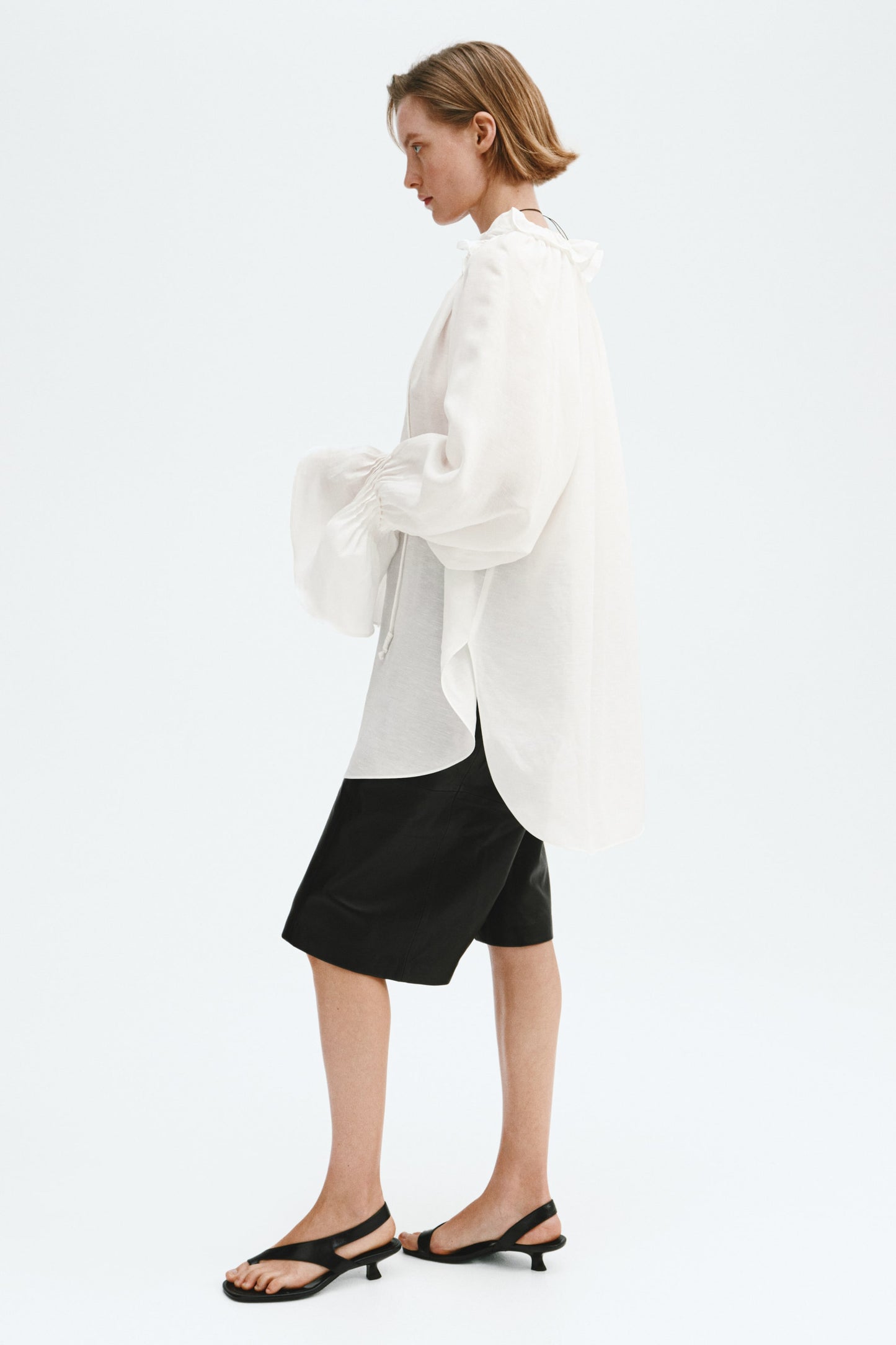 Oversized linen-blend shirt