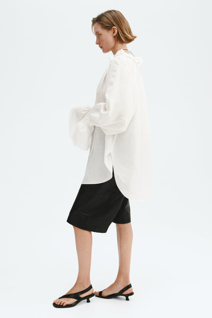 Oversized linen-blend shirt