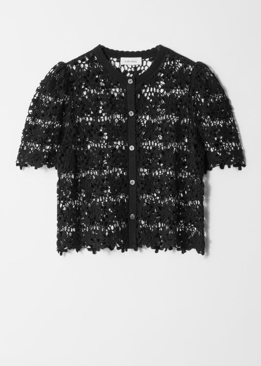 Short-Sleeve Crochet Cardigan