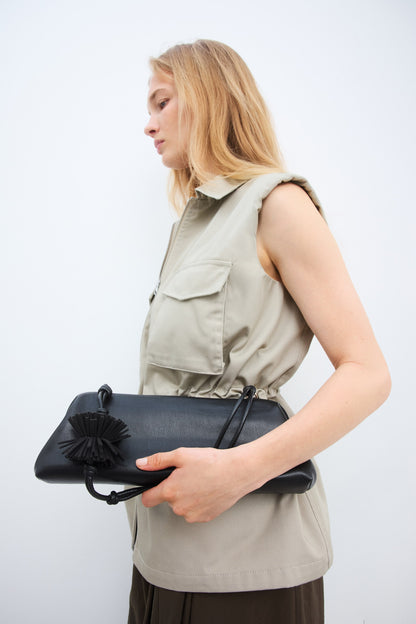Pompom-detail shoulder bag