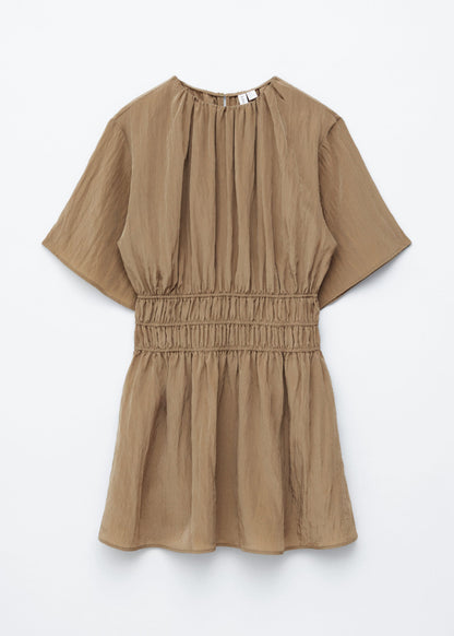 Short-Sleeve Ruched Mini Dress