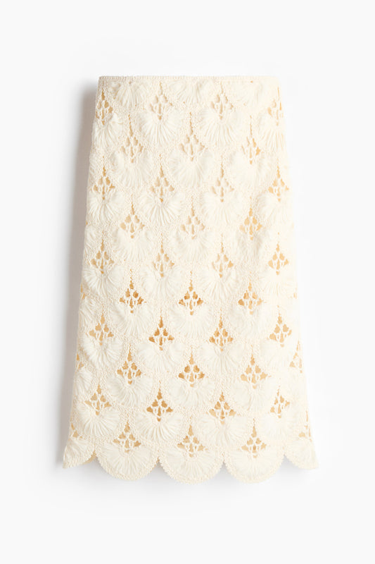 Crochet-look pencil skirt