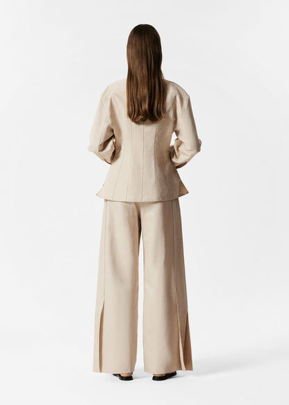 Wide-Leg Side-Slit Trousers