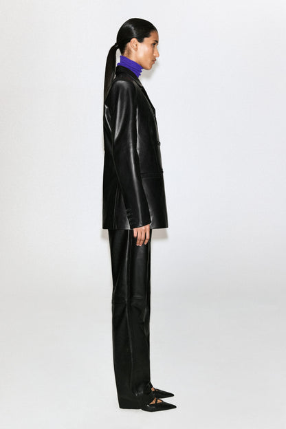 Leather Double-Breasted Blazer