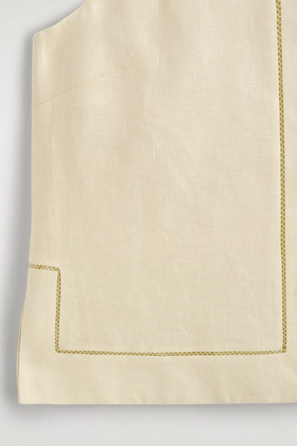 EMBROIDERED-DETAIL LINEN WAISTCOAT