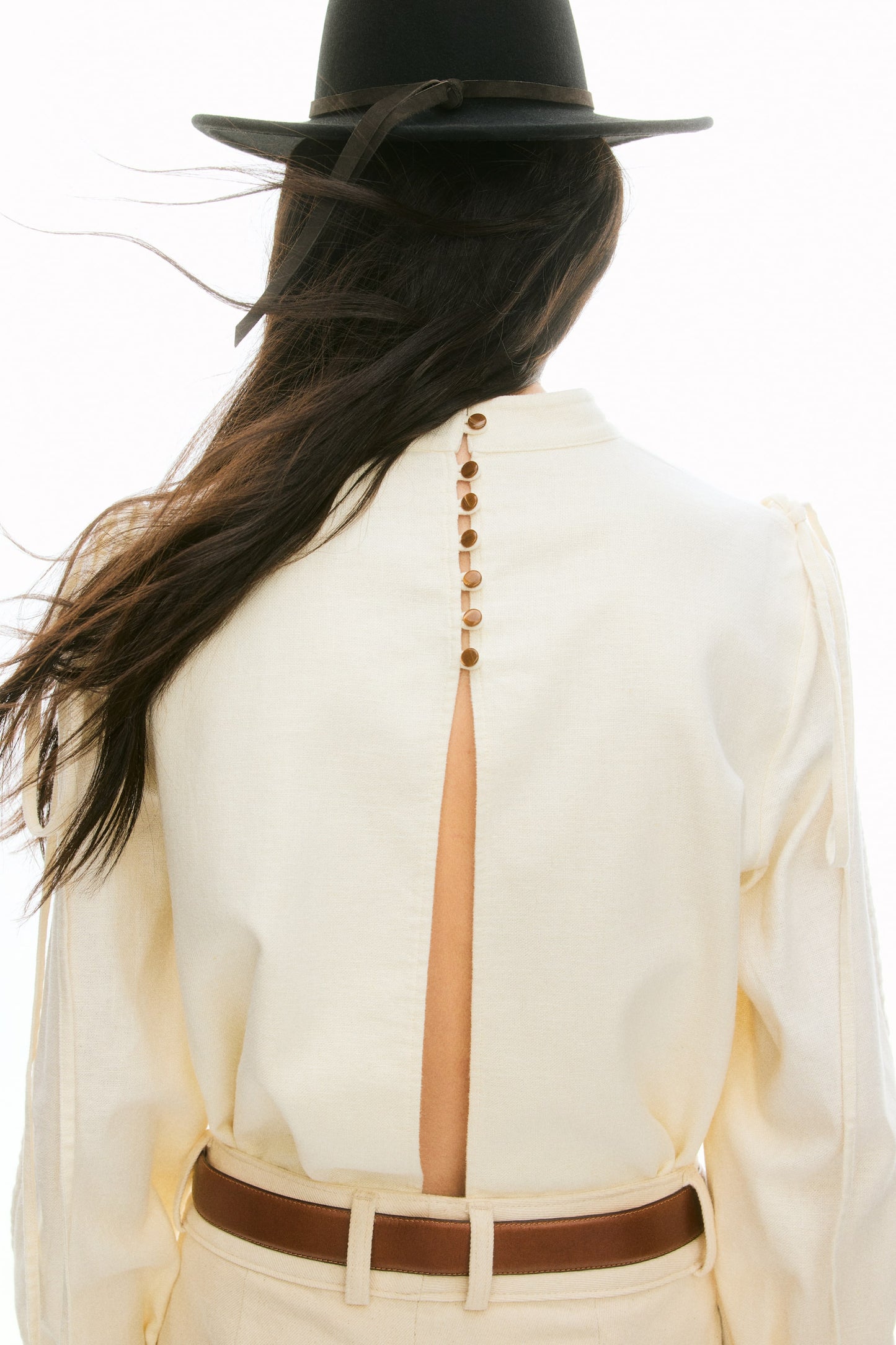 Linen-blend blouse