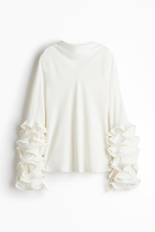 Ruffle-sleeve blouse