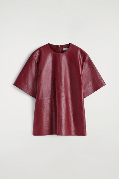 Panelled Textured-Leather T-Shirt
