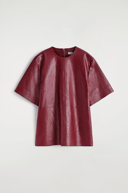 Panelled Textured-Leather T-Shirt