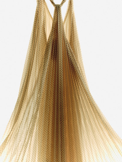 Tie-detail pleated georgette maxi dress