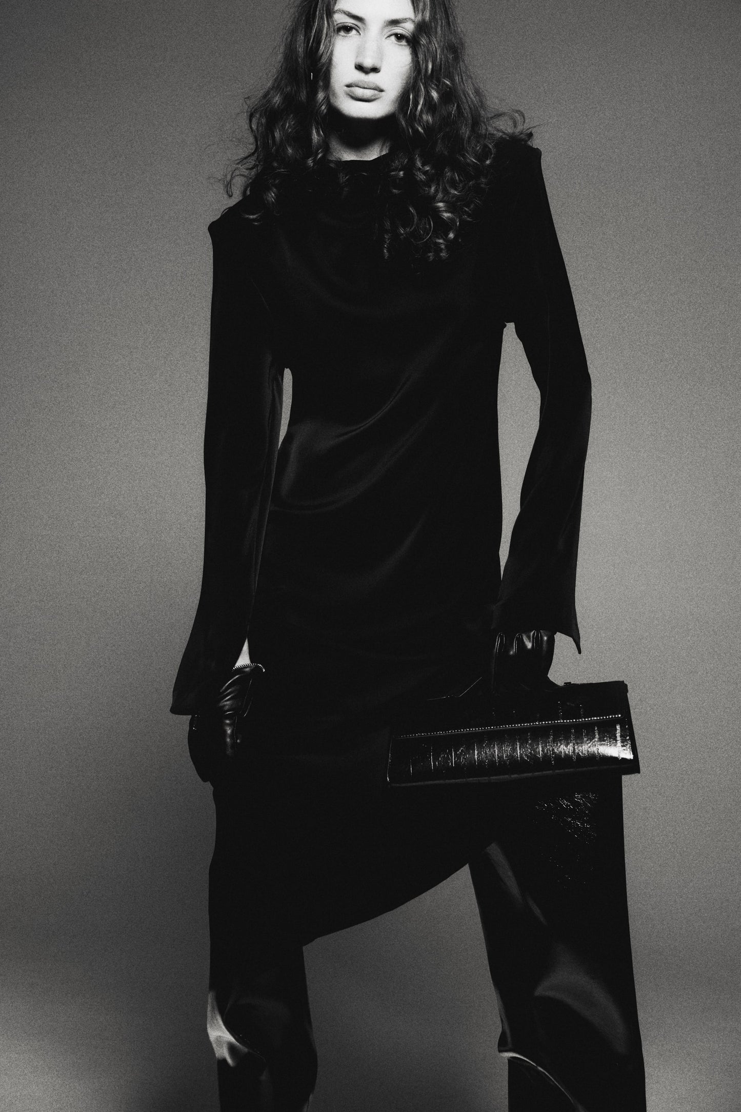 Cowl-neck satin dress
