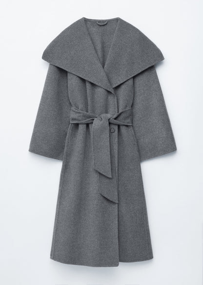 Shawl-Collar Wool Maxi Coat